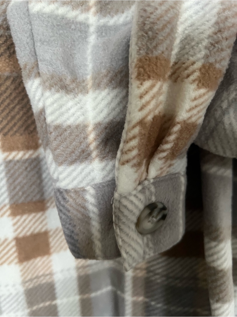 Maurices Fall Taupe Gray Plaid Flannel Button Down Shirt Harvest Autumn Style - Picture 4 of 6